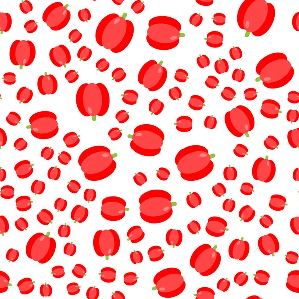 Illustration Vectorielle Modèle Sans Couture Ensemble Légumes Poivron Rouge — Image vectorielle
