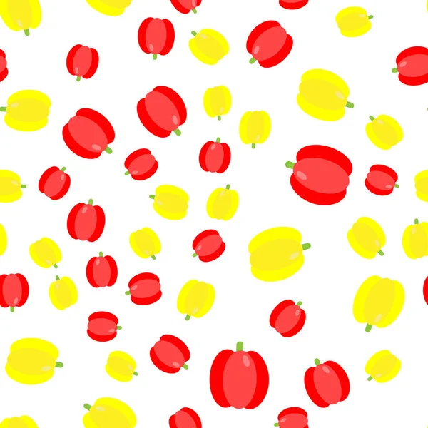 矢量插图 无缝模式 蔬菜套装 黄色和红色甜椒 — 图库矢量图片