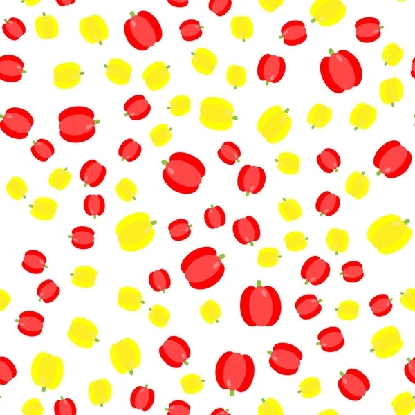 Векторная Иллюстрация Бесшовный Шаблон Овощной Набор Желтый Красный Перец — стоковый вектор