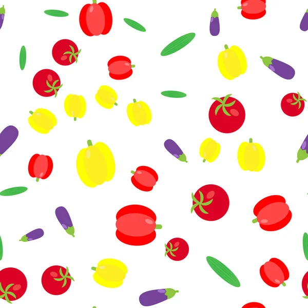 Vektorillustration Nahtloses Muster Gemüseset Vorhanden Gurken Tomaten Paprika — Stockvektor