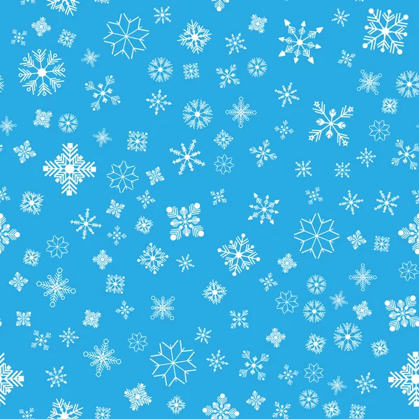 ベクトルイラスト シームレスなパターン 青い背景に白い雪片 包装紙の場合 — ストックベクタ