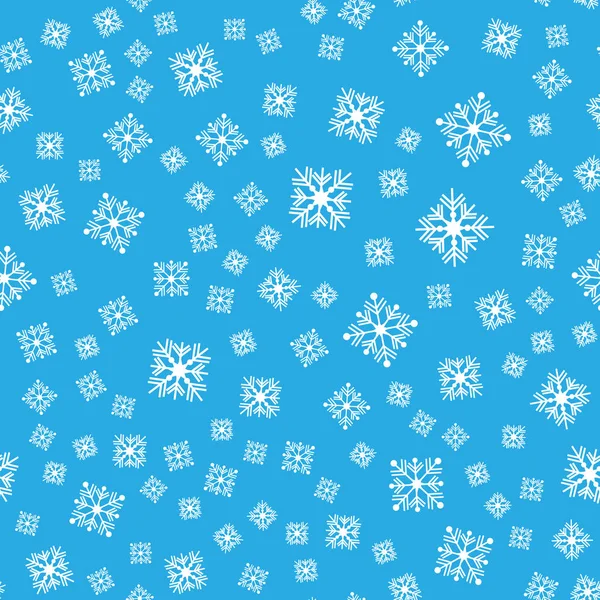 Ilustração Vetorial Padrão Sem Costura Flocos Neve Brancos Fundo Azul — Vetor de Stock