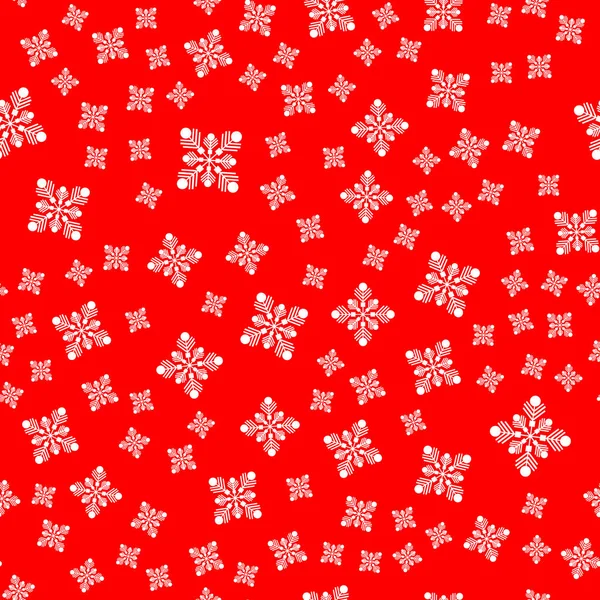 矢量图解 无缝图案 红色背景上的白色雪花 包装纸 — 图库矢量图片