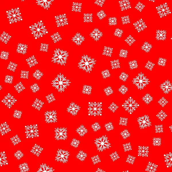 Εικονογράφηση Διανύσματος Απρόσκοπτο Μοτίβο Λευκές Νιφάδες Χιονιού Κόκκινο Φόντο Για — Διανυσματικό Αρχείο