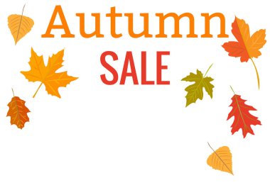 Vektör çizimi. Tasarım şablonu. Sonbahar satışları. Sarı sonbahar yaprakları