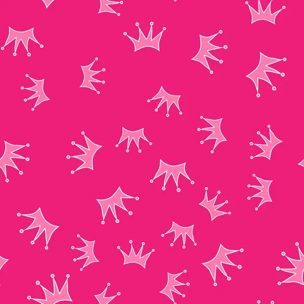 Vektör çizimi. Kusursuz desen. Pembe arka planda beyaz taç siluetleri