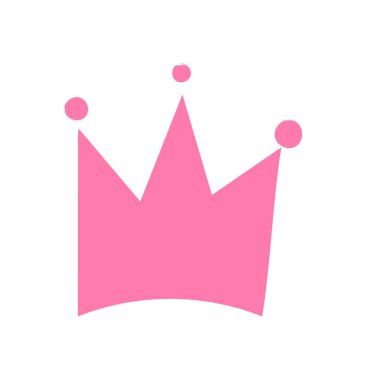 Vektör çizimi. Beyaz arka planda elle çizilmiş pembe taç.