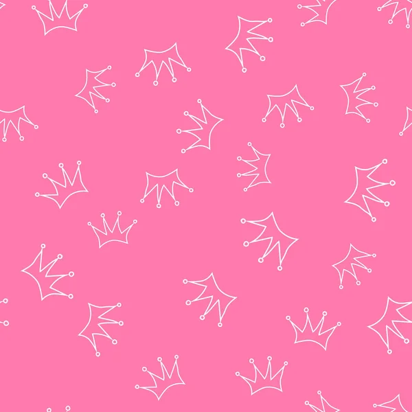 Векторная Иллюстрация Бесшовный Шаблон Белые Силуэты Корон Розовом Фоне — стоковый вектор