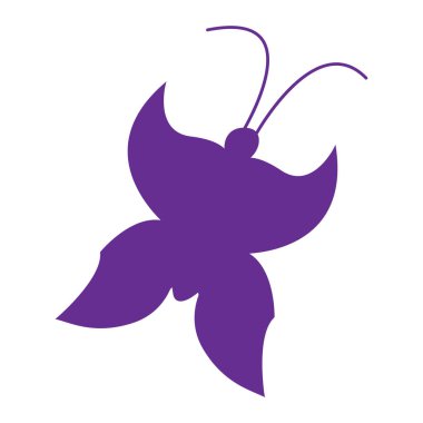 Vektör çizimi. Mor kelebek silueti. Beyaz arkaplan