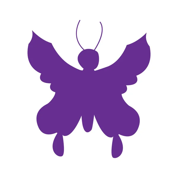 Vektorová Ilustrace Silueta Purpurových Motýlů Bílé Pozadí — Stockový vektor