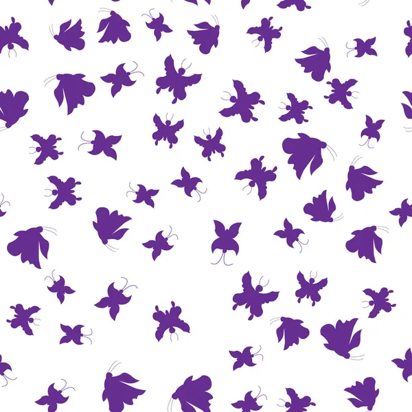 Ilustración Vectorial Siluetas Mariposas Púrpuras Patrón Sin Costura — Archivo Imágenes Vectoriales