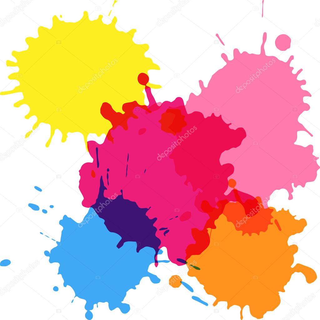 Vector illustration. Background of multi-colored blots of ink