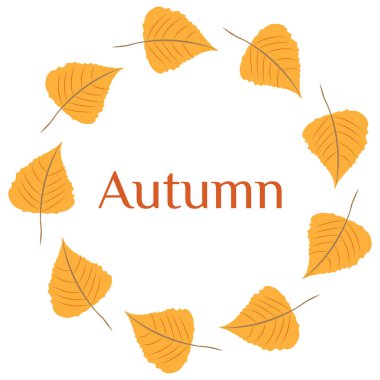 Vektör illüstrasyonu. Sarı sonbahar yaprakları çelengi