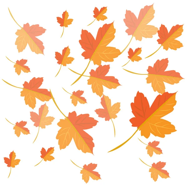 Vector Illustration Autumn Background Falling Yellow Maple Leaves — Stock Vector