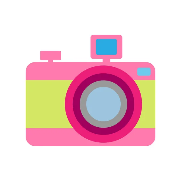 Vector Illustration Camera Flat Style White Background — Stock Vector