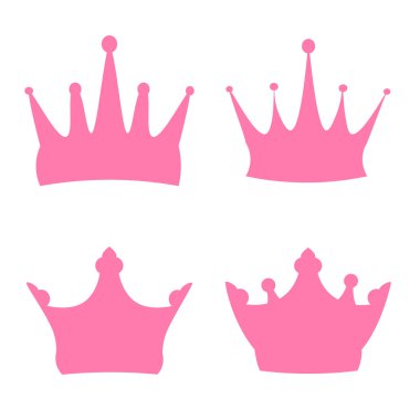 Vektör çizimi. Beyaz arka planda pembe taçlar.