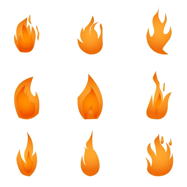 Set Del Logo Fire Rosso Fuoco Giallo Vettore — Vettoriale Stock