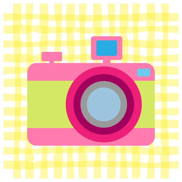 Εικονογράφηση Διανύσματος Παλιομοδίτικη Έγχρωμη Κάμερα Επίπεδο Στυλ Αφηρημένο Έγχρωμο Φόντο — Διανυσματικό Αρχείο