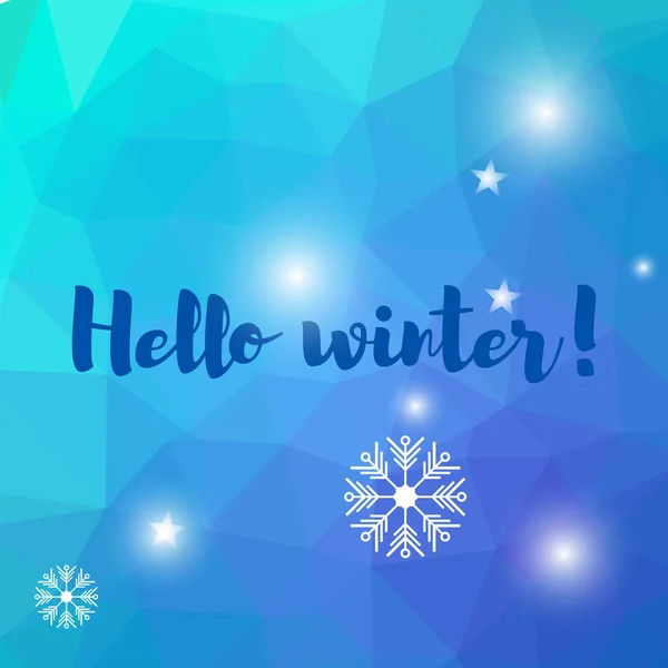 Vektorillustration Schneekugel Auf Farbigem Hintergrund Hallo Winter — Stockvektor
