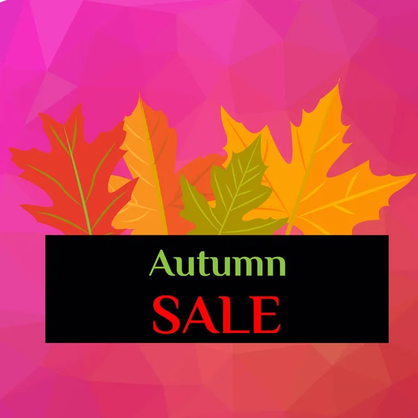 Vektorillustration Herbstverkauf Mit Gelben Blättern Auf Farbigen Abstrakten Flecken — Stockvektor