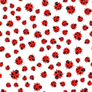 Vektör illüstrasyonu. Kusursuz desen. Kırmızı uğur böceği
