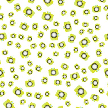 Vektör çizimi. Kusursuz desen. Eski moda kamera tarzı düz