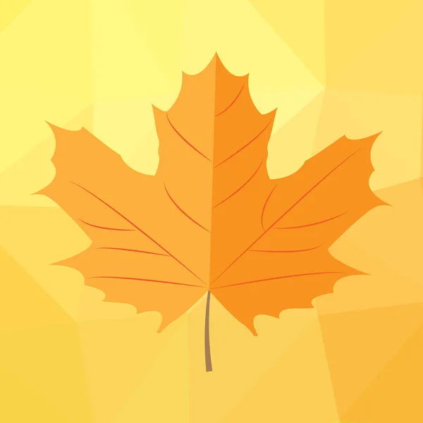 Vector Illustration Yellow Maple Leaf Colored Polygonal Background — Stock Vector