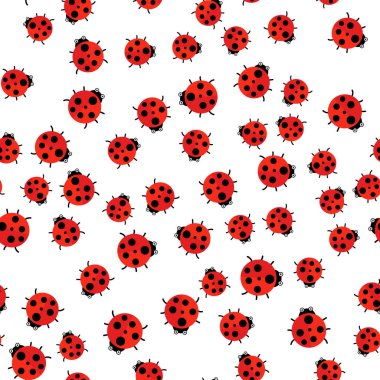 Vektör illüstrasyonu. Kusursuz desen. Kırmızı uğur böceği