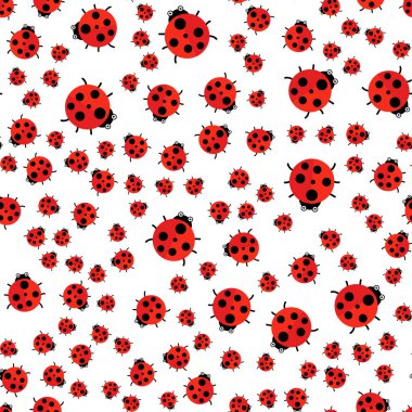 Vektör illüstrasyonu. Kusursuz desen. Kırmızı uğur böceği