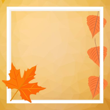 Vektör çizimi. Renkli çokgen arkaplanda sarı akçaağaç yaprağı