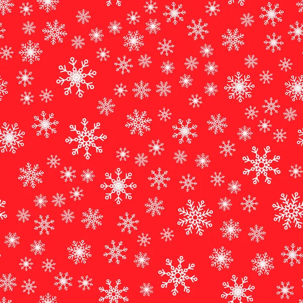 シームレス パターン。赤の背景に白い雪。包装紙の — ストックベクタ