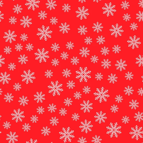 Patrón sin costuras. Copos de nieve blancos sobre fondos rojos. Para papel de embalaje — Archivo Imágenes Vectoriales