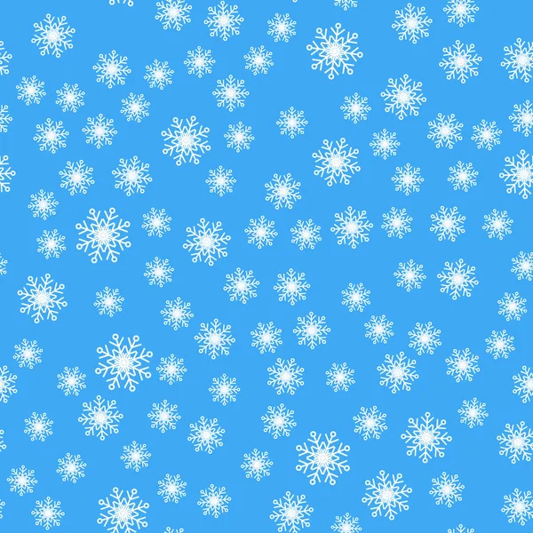 Modèle sans couture. Flocons de neige blancs sur un fond bleu. Pour papier d'emballage — Image vectorielle