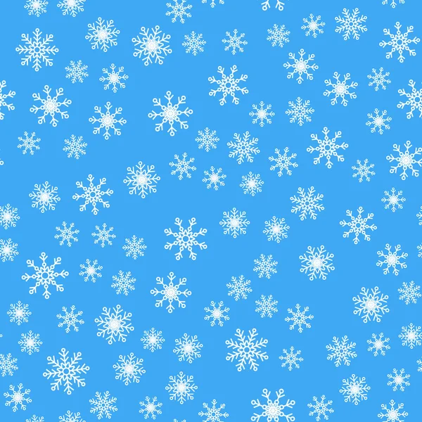 Patrón sin costuras. Copos de nieve blancos sobre fondos azules. Para papel de embalaje — Archivo Imágenes Vectoriales