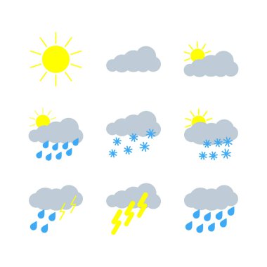 Hava Icons set. Düz stil. Vektör çizim.