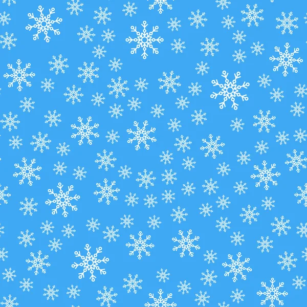 Modèle sans couture. Flocons de neige blancs sur un fond bleu. Pour papier d'emballage — Image vectorielle