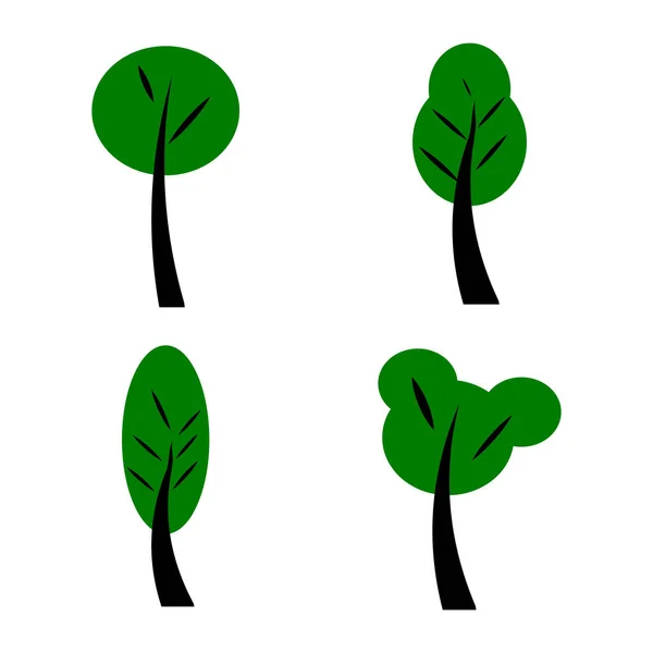 Reihe grüner Bäume. isolierte Elemente für die Gestaltung. Waldpflanzen. — Stockvektor