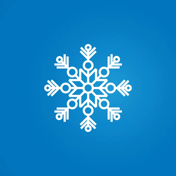 Weiße Schneeflocke auf blauem Hintergrund. flacher Stil — Stockvektor