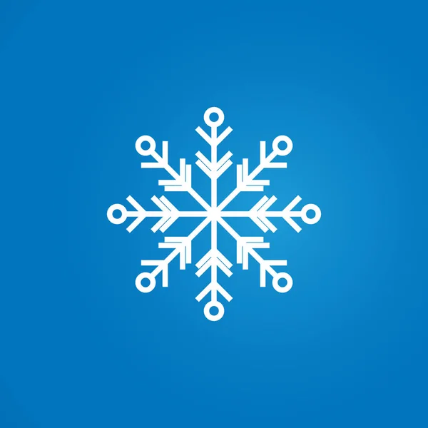Weiße Schneeflocke auf blauem Hintergrund. flacher Stil — Stockvektor