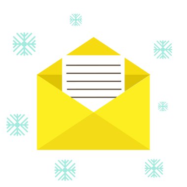 mektup davetiye zarf dekorasyon Noel düz tasarım simgesi.