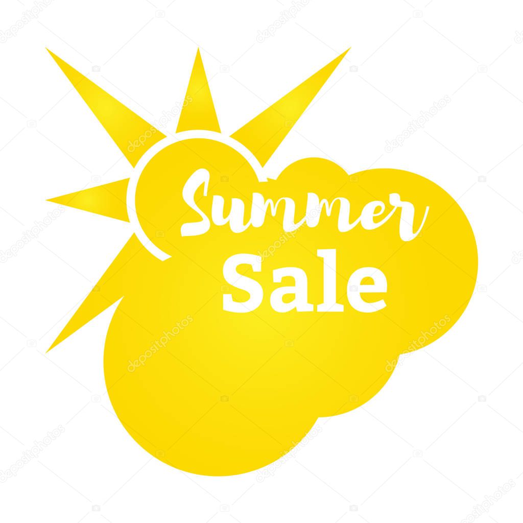 Vector illustration. Sun and cloud Summer discounts. Flat style