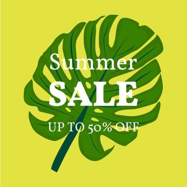 Metin için boşluk ile tropikal monser yaprakları ile arka plan