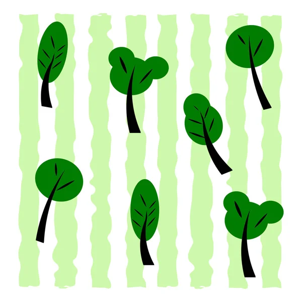 Set van groene bomen. Geïsoleerde elementen voor design. Bos planten. — Stockvector