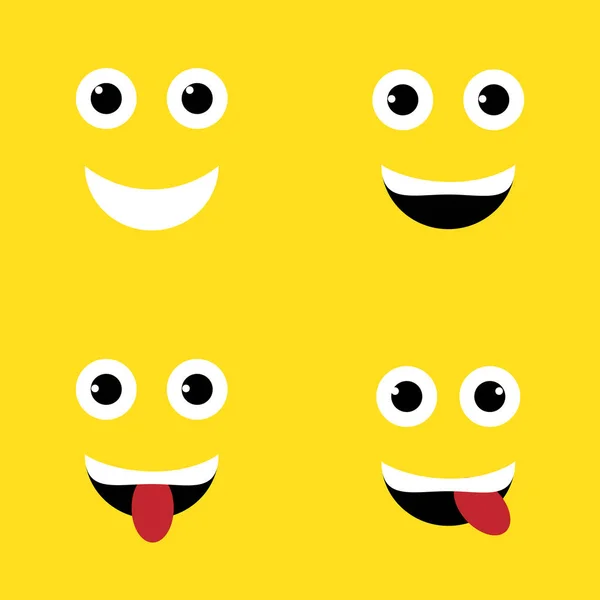 Sorri. Conjunto de emoticons coloridos, emoji padrão backgound plana — Vetor de Stock