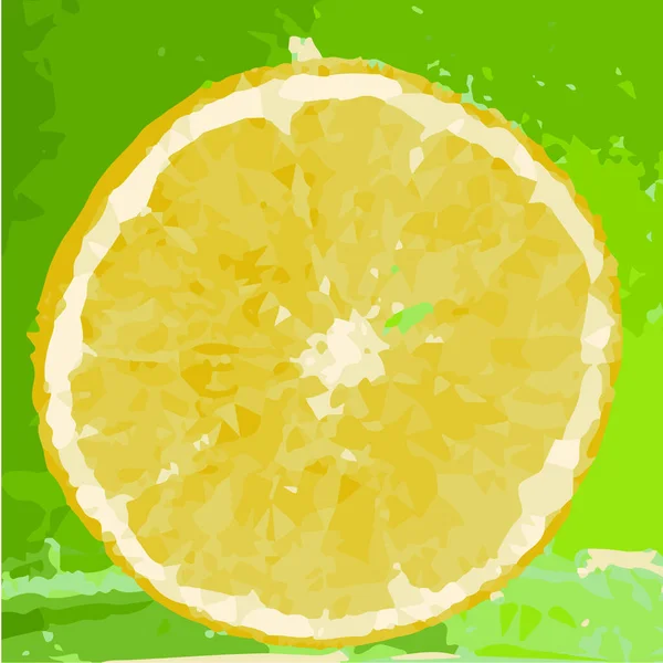 Low poly art lemon. Berry drawn by polygons. Vector illustration. Citrus drawn by polygons. Vector illustration — Stock Vector