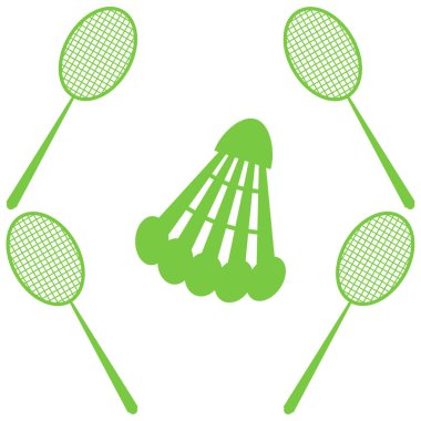 Badminton. Mekik siki ve raket. Yaz sporu ve rahatlama. Vektör illüstrasyonu