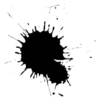 Mürekkep siyah leke. Soyut leke. Beyaz arka planda izole edin. Vektör illüstrasyonu