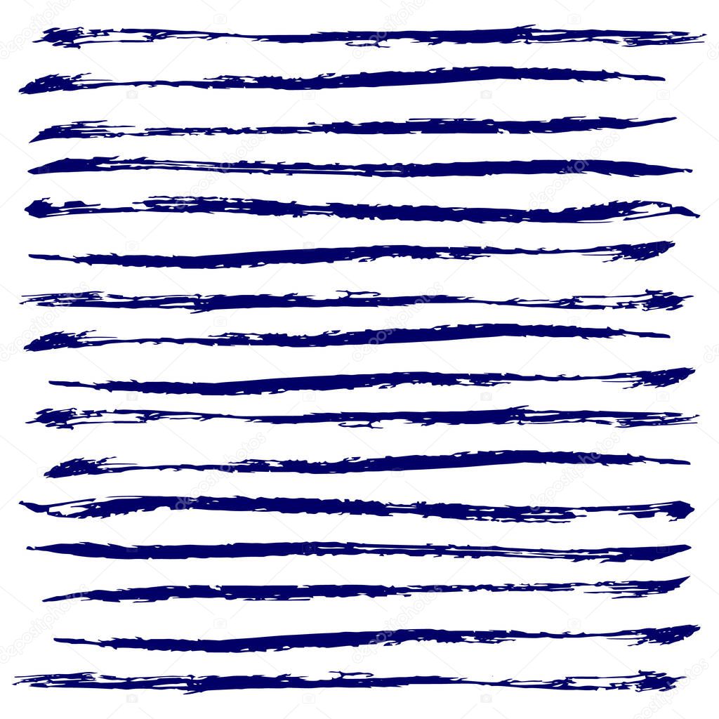 Ink blue grunge stripes set. Vector illustration