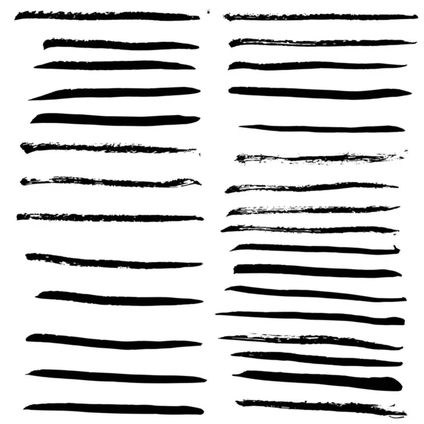Набор чернильных чернильных гранж полос. Векторная иллюстрация — стоковый вектор