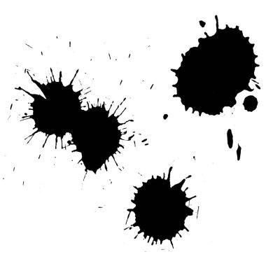 Mürekkep siyah leke hazır. Soyut leke. Beyaz arkaplanda izole et